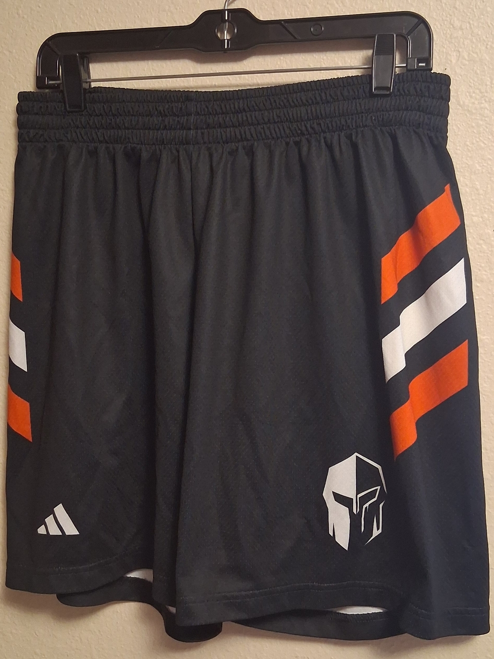 adidas Black Athletic Shorts with Orange & White Stripes XL 260803